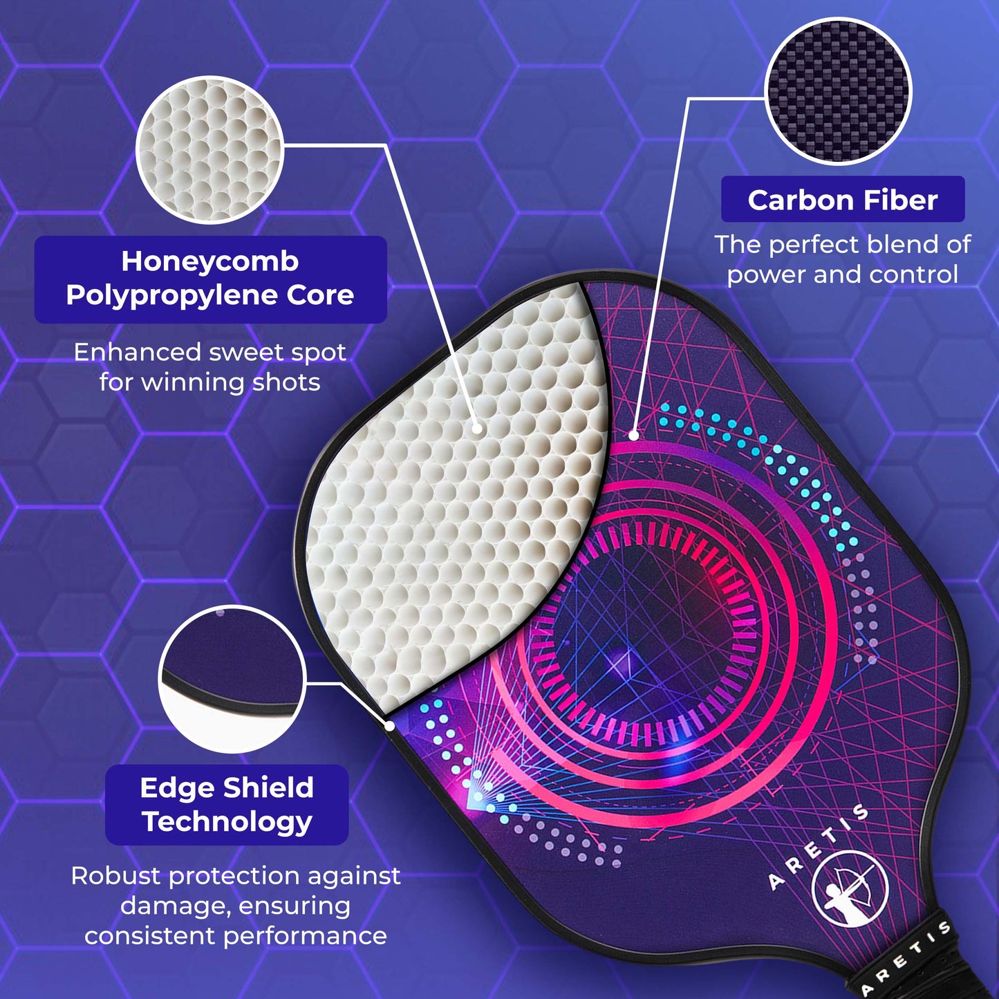 Pickleball Paddles Set of 2 | Advanced Carbon Fiber for Maximum Control | Includes 4 High-Performance Balls & Durable Bag | Ultra-Lightweight 7.8oz | Ergonomic Grip | Perfect for Beginners