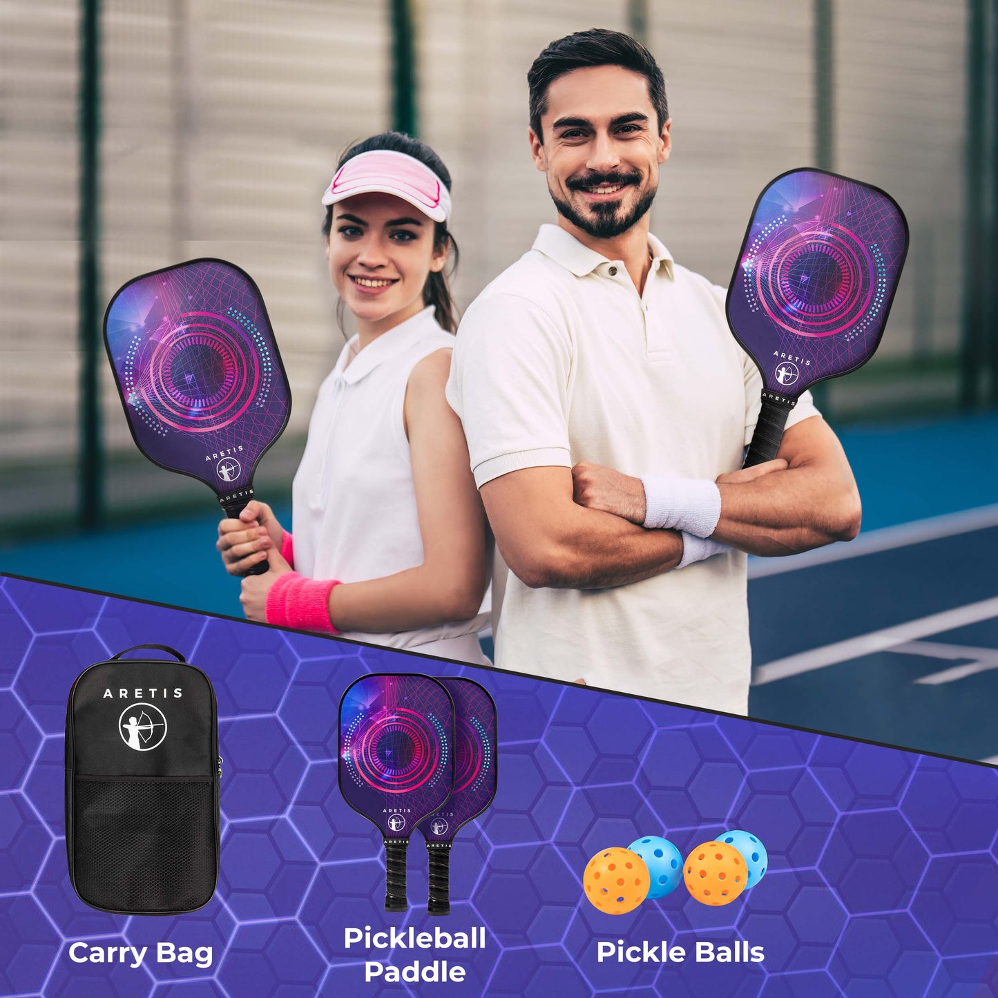 Pickleball Paddles Set of 2 | Advanced Carbon Fiber for Maximum Control | Includes 4 High-Performance Balls & Durable Bag | Ultra-Lightweight 7.8oz | Ergonomic Grip | Perfect for Beginners